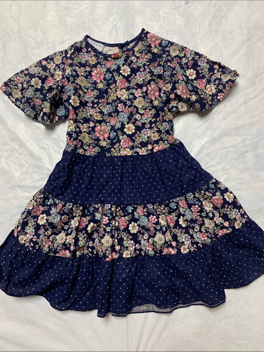 Fashion Girl Vintage Made In USA Floral Print Cottagecore Prairie Dress Kids 8